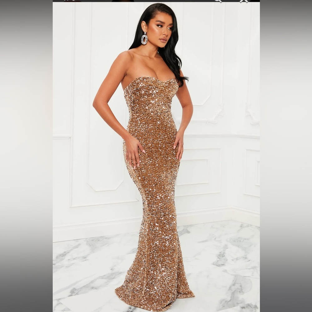 Seriously Stylish Sequin Maxi Dress - Gold